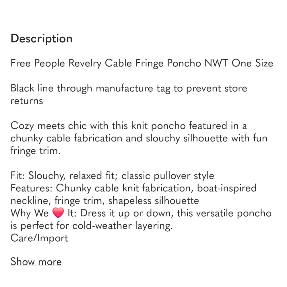 Free People Revereley Frindge Poncho - Picture 3 of 4